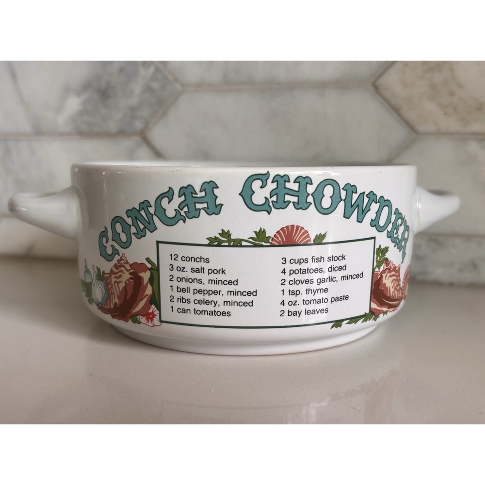 Ljungberg Collection Vintage Soup Bowl W/ Handles Orleans Recipes Conch Chowder